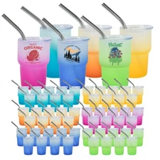 USA Warehouse 60pcs 3oz subliamtion gradient mixed color shot glass with straw