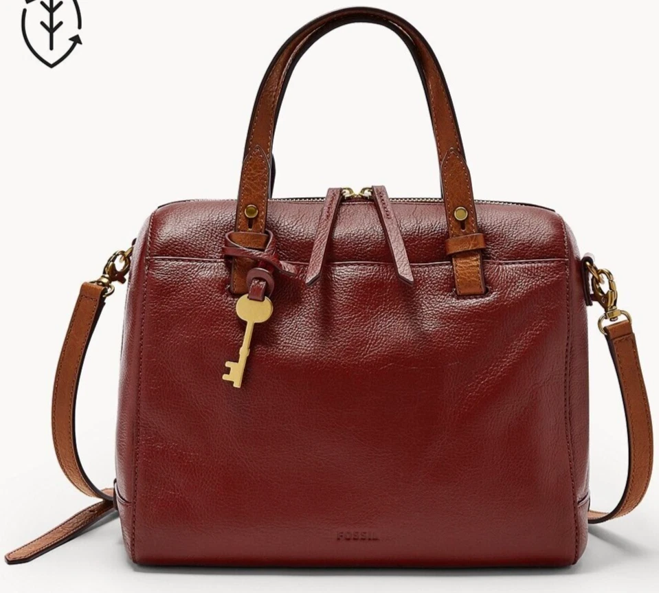 Fossil Rachel Satchel Red Velvet Leather ZB7256627 Crossbody NWT