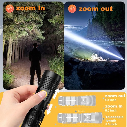 Rechargeable Tactical Flashlights 20000 High Lumens - 1500 Meters Long Beam - Picture 5 of 8