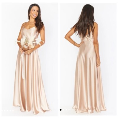 NWOT Show Me Your MuMu Faith Maxi Dress in Champagne Luxe Satin Sz