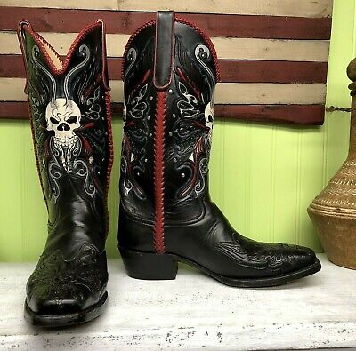 Rare, Estate Find, Cowboy Boots With Skull Design, Hand Made In Mexico |  eBay