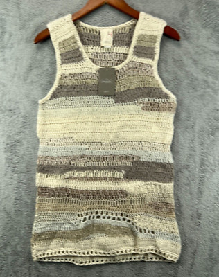 NWT $188 Anthropologie Far Away Close Womens Large Crochet Wool Mini Dress Boho