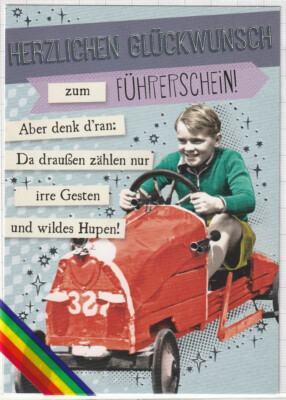 Congratulations on your driving licence! *Postcard* Soapbox, Passed