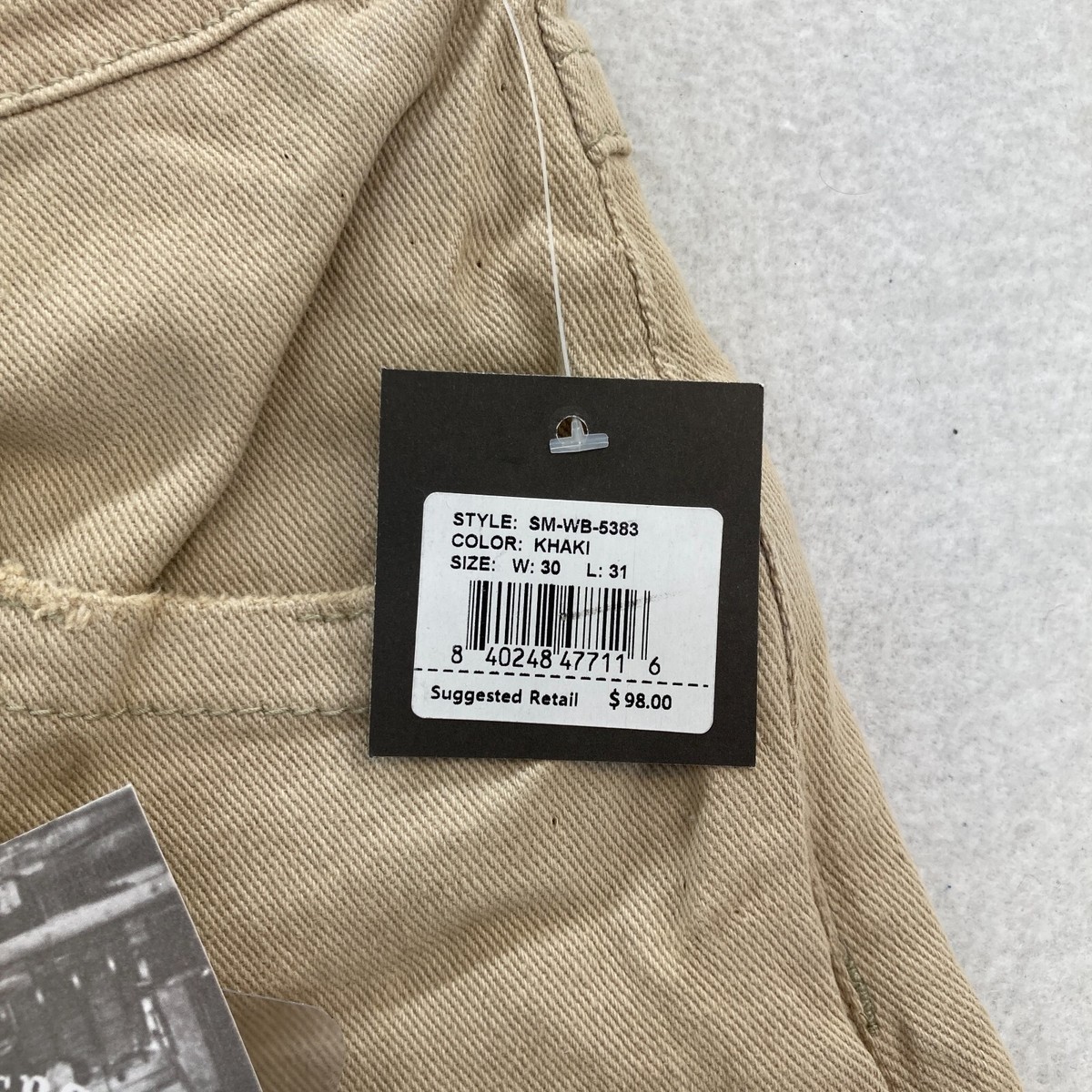 Smugglers Moon Jeans Mens 30x31 Khaki Beige Denim Button Fly Roll Up Distressed View 6