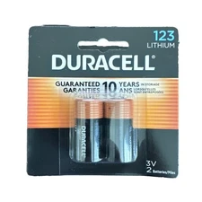 Duracell CR123A 3V Lithium Battery, 2 Count Pack, 123 3 Volt High Power Lithium 