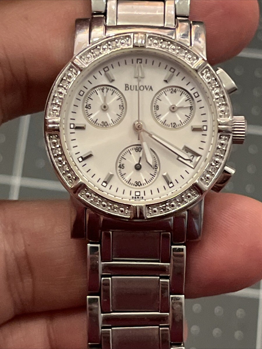 Bulova Chronograph Diamond Bezel Stainless Steel Luxury Watch