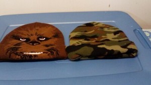 Lot of 2 Knot hats  Chewbaccaa & one brown cameo knit hats