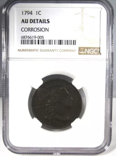 1794 Large Cent S-56 R-4 Office Boy Rev. NGC AU Details Coin AP510