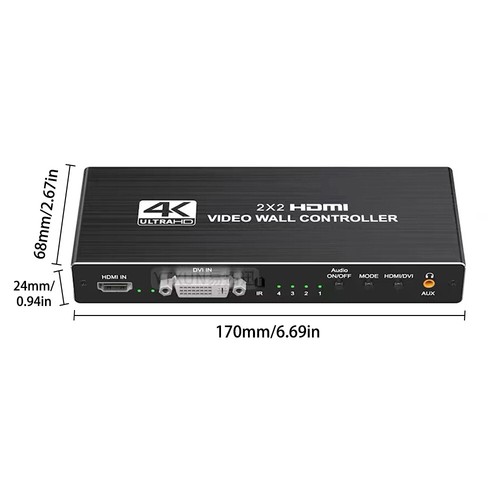 4K 2x2 HDMI DVI Video Wall Controller Processor 1x2 1x3 1x4 Multi-screen Splicer - Picture 13 of 14