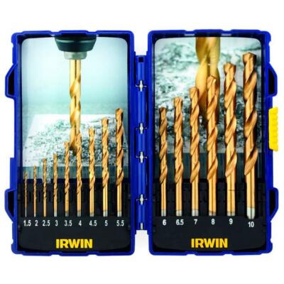 Irwin IW3038501 15-teiliges HSS Titan Metall Bohrer-Set 1,5-10 mm