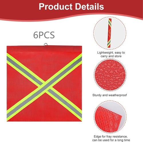 Safety Flags for Truck with Wire Loop 6 PCS 18X18 Inch Mesh Warning Flags(Red) - 第 3/11 張圖片