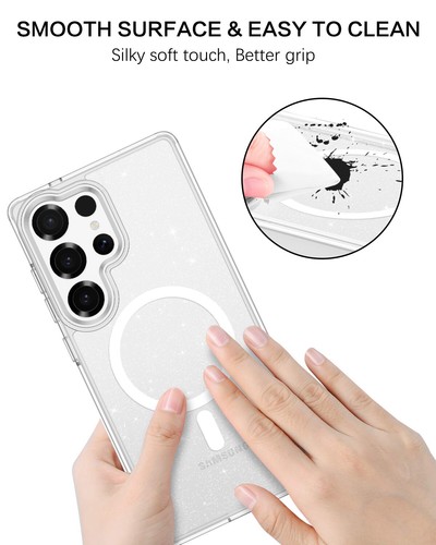 For Samsung Galaxy S25 Ultra Shockproof Case Clear Sparkly Glitter MagSafe Cover - Picture 4 of 8