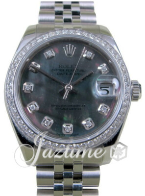 Rolex Datejust 31mm Black MOP Diamond Dial Steel Jubilee Ladies 278240 BRAND NEW