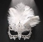 Women Masquerade Mask Rhinestone Droplet Fashion Feather Metal Face Chain 12881