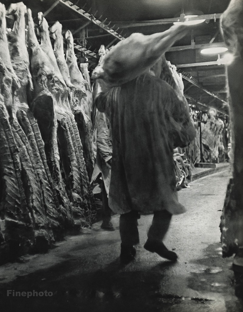 1955 Vintage ROBERT DOISNEAU Paris Butcher LES HALLES Meat Market Photo