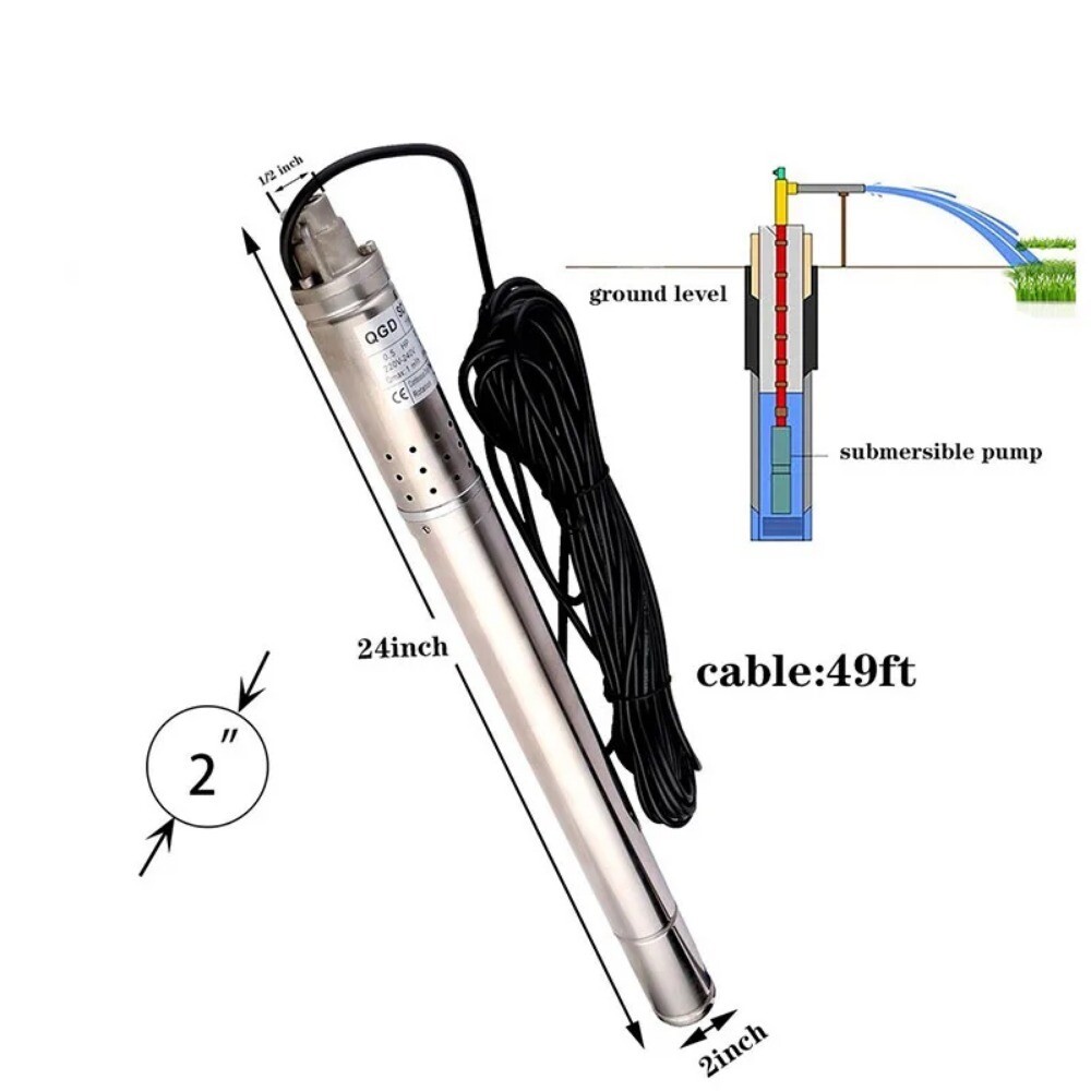 220v 50Mm Diameter Submersible Well Pump, Pump Body Submersible Deep Well Pump