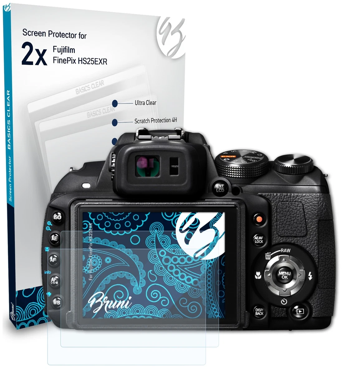 Bruni 2x Protective Film for Fujifilm FinePix HS25EXR Screen