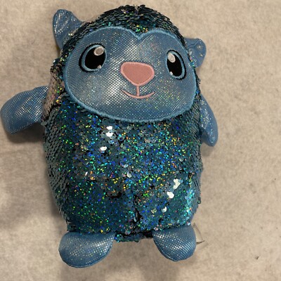 Shimmeez Lamb Flip Sequin Stuffed Animal Plush Sparkle Teal/Silver 10  G25