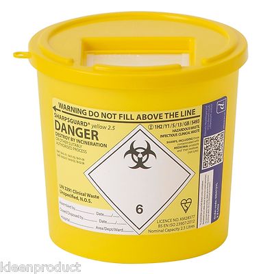 Sharpsguard Sharps Nadel Mülleimer Box Behälter Medizinisches Insulin Tattoo 2,5L