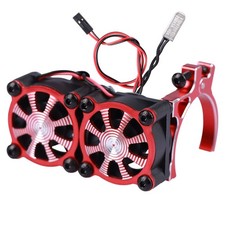 Red Aluminum RC Motor Heatsink with Double Cooling Fans for 36-40mm 1/10 Motor