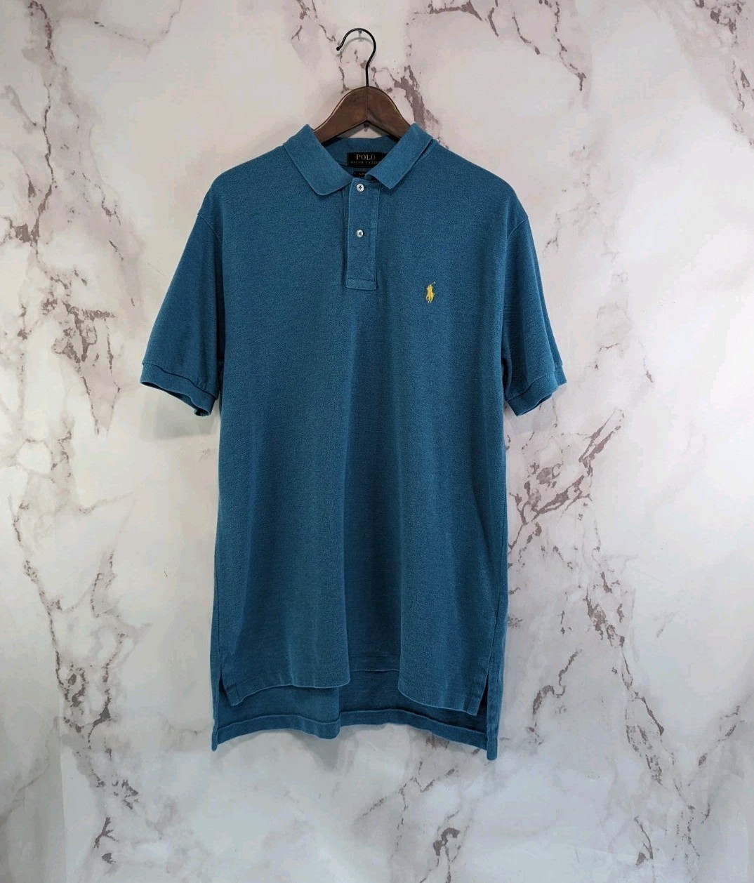 Polo Ralph Lauren camicia uomo grande blu polo manica corta cotone piccolo pony