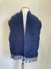 AS7 Polo Ralph Lauren Blue Wool Scarf Fringe Made in Italy Luxury Authentic
