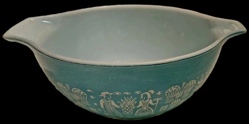 Vintage PYREX 442 1.5 Qt Amish Butterprint Bowl Turquoise Cinderella 1 1/2 quart