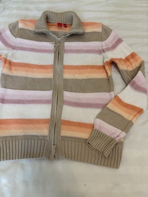 Esprit Sweater Striped Zipper Cardigan Women s Size L Y2K