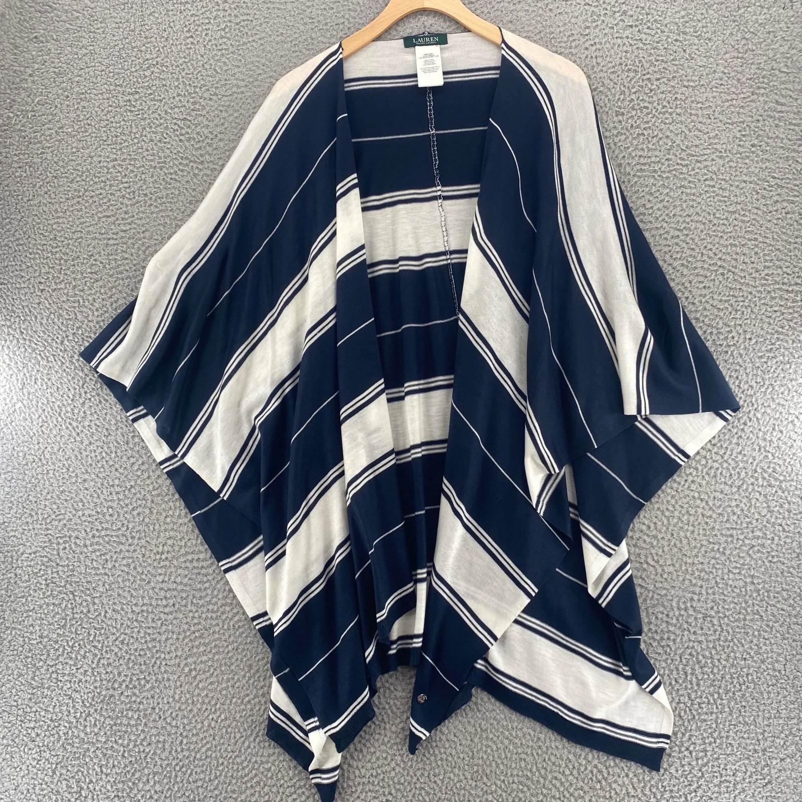 Lauren Ralph Lauren Sweater Women One Size Blue Stripe Wrap Poncho Stretch Knit
Opens in a new windo