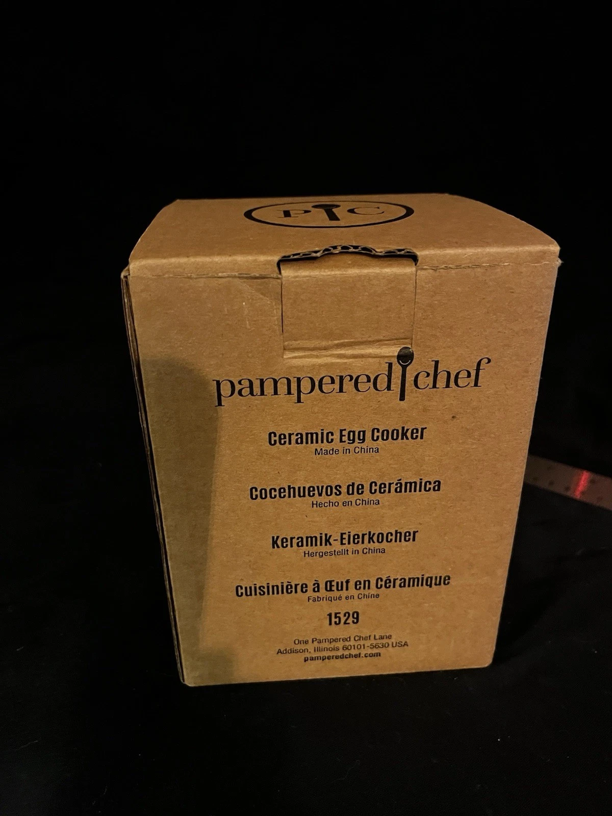 The Pampered Chef-White Ceramic Microwave Egg Cooker w/Lid & Silicone Sleeve