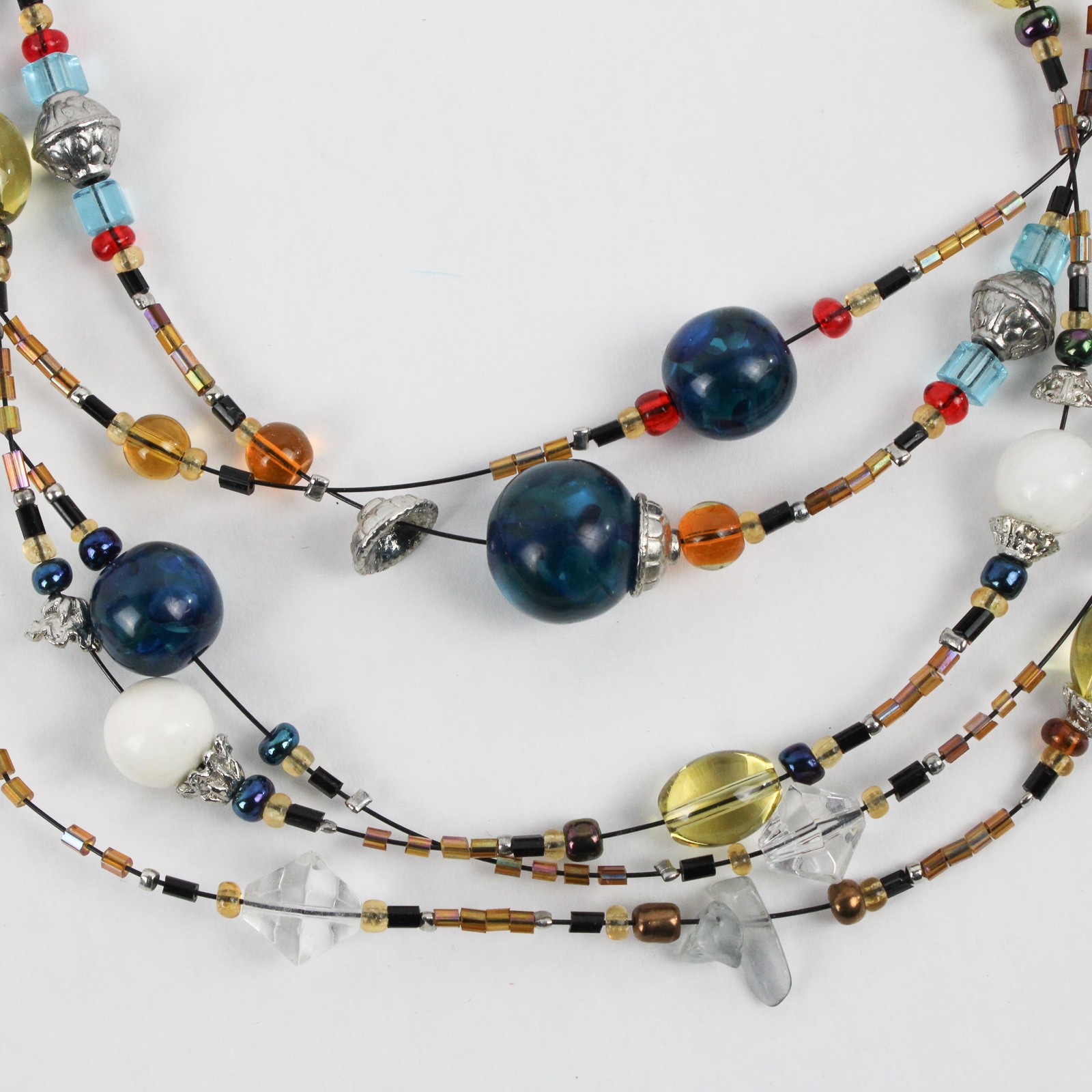 Multi-Strand Multicolor Beaded Statement Necklace… - image 4
