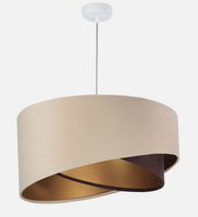 Pendelleuchte Stoff Schirm In Beige Gold Braun Rund Ø50Cm Esstisch Lampe HäNgend