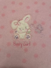 Just Born Baby Girl Pink Polka Dot Bunny Butterfly Embroider Baby Blanket 41x30