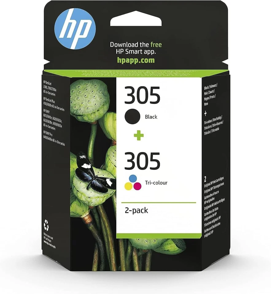 HP 305 2-Pack Tri-color/Black Original Ink Cartridge - Photo 1/1