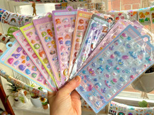 NIP Kawaii Adorable 3D Puffy Hollow Plastic Bubble Charm Stickers: You Choose 