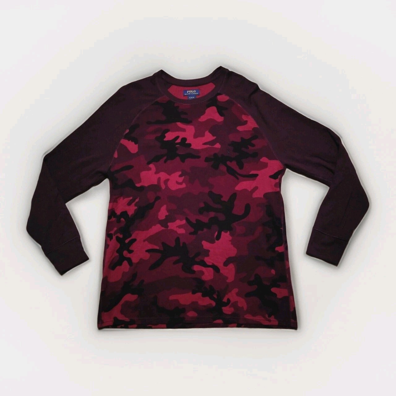 Ralph Lauren Polo Shirt Mens XL Red Camo Pony Waffle Knit Thermal Sleepwear