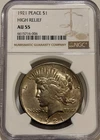 1921 Peace Silver Dollar NGC AU55 Key Date Peace