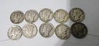 Mercury Dimes Silver US Coin Lot x10 Mixed Date Mints and Conditions Album Coins