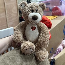 FIRST MAIN TENDER TEDDY Tan Brown Heart Patch Bear 12 Fuzzy Bean Plush