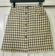 Vintage 1970s Women s Bobbie Brooks Gray Ivory Check Wool Skirt