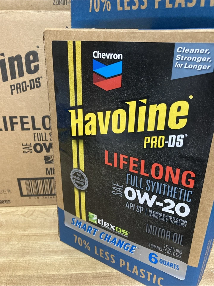 2 Pack 6 Quarts Havoline Lifelong 0W-20 Full Synthetic Motor Oil New Foto 2 de 4