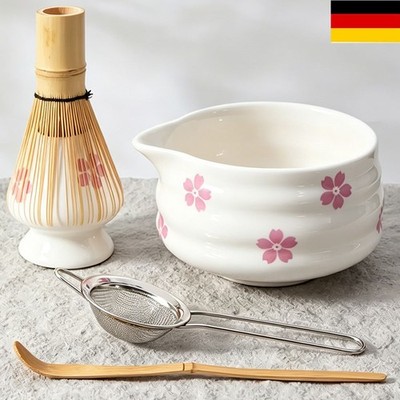 Matcha Set Rosa Premium Set 5 teilig Geschenk Matscha Matchaschale Matchabesen