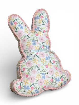 Pastel Easter Bunny Peep Shaped Pink Accent Pillow Pom 16  Spring Decor New