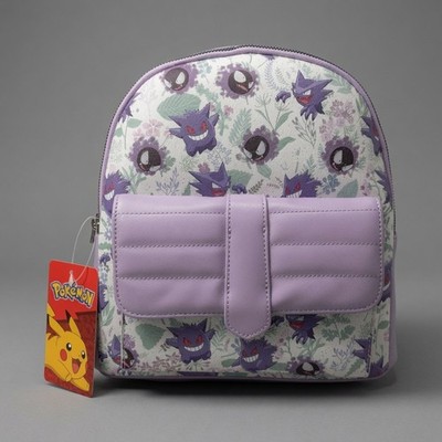   Pokémon Gengar Print 11'' Mini Backpack Purse - White & Purple  