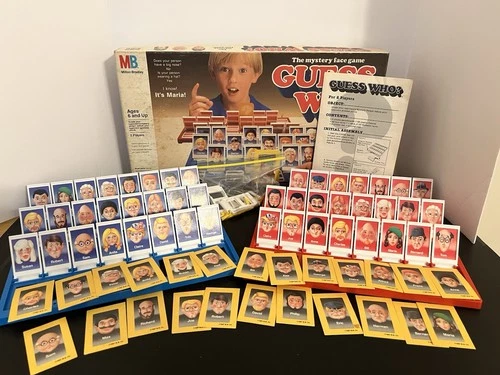 Vintage 1987 Milton Bradley GUESS WHO? Board Game Fully Complete, 4 Extra Doors
