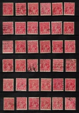 1914 KGV 1d Red x 36 Stamps 'Various Shades and Postmarks' - Free Post - RD04