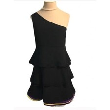 Alice + Olivia Silk One Shoulder Tiered Ruffle Satin Hem Dress Sz S /P