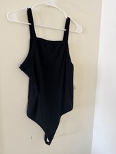 NWT Womens BP Black Ribbed Bodysuit Thong Back Basic Large Casual Wear