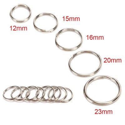 100X/lot Key Rings DIY Metal Key Holder Split Rings Hoop Metal Loop Keychain