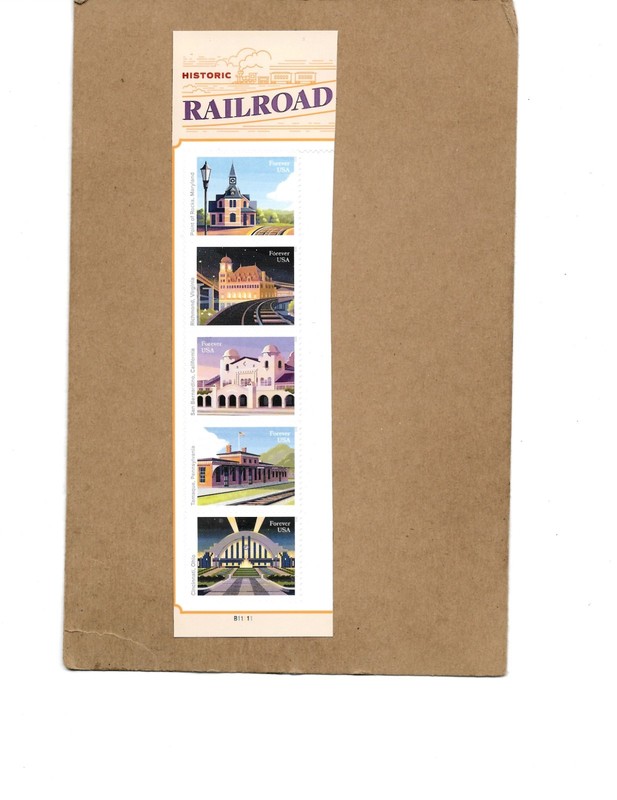 SCOTT 5758-62 RAILROAD STATIONS STRIP OF FIVE MNH